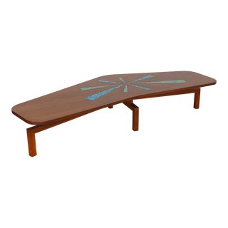 Mid-Century Modern Boomerang Shape Coffee Table With Mosaic Top, Circa 1960s For Sale