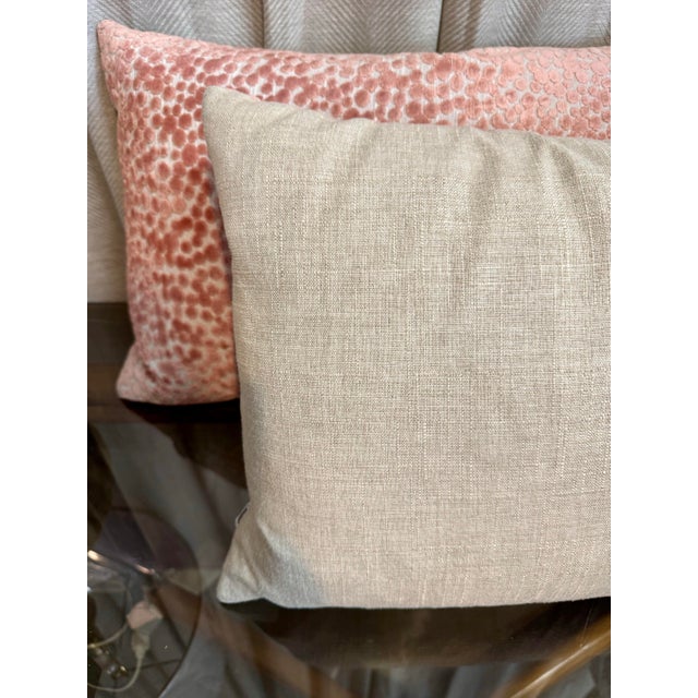 Light Pink Velvet& Linen Pillows, Pair For Sale - Image 4 of 7