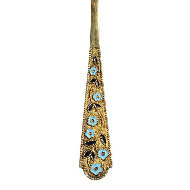 Farmhouse Russian Gilt Silver & Enamel Spoons - Set of 6 For Sale - Image 3 of 7