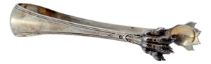 Silver Ice Tongs with Grooves and Reliefs on the Claw-Shaped Tongs