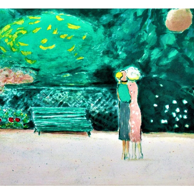 Impressionist Jean-Pierre Cassigneul, "Les Fausses Confidences" Large original color lithograph, 1988 For Sale - Image 3 of 8