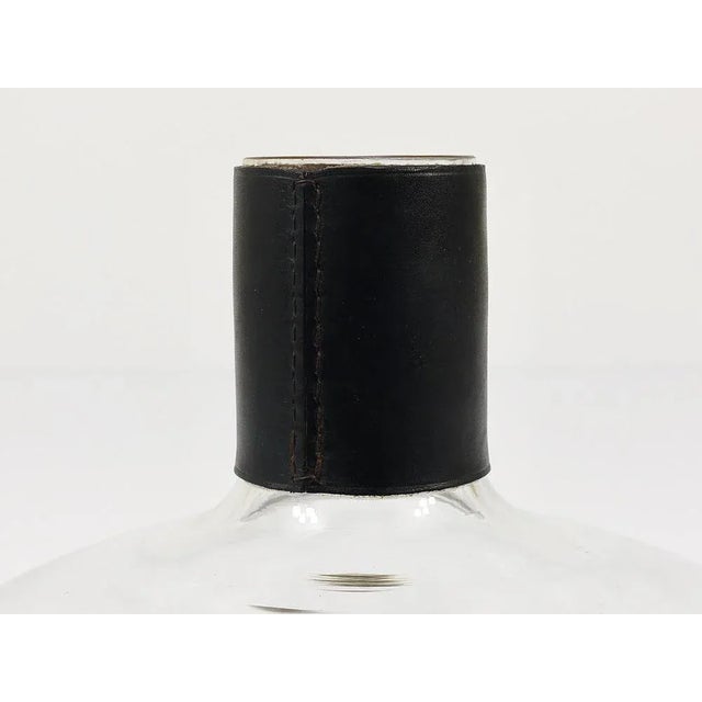 Glass Vase Decanter with Black Leather Top by Carl Auböck, 1950s For Sale - Image 7 of 11