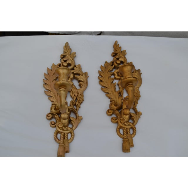 Gothic Late 20th Century Gothic Revival Burwood Gold Sconces- A Pair For Sale - Image 3 of 7