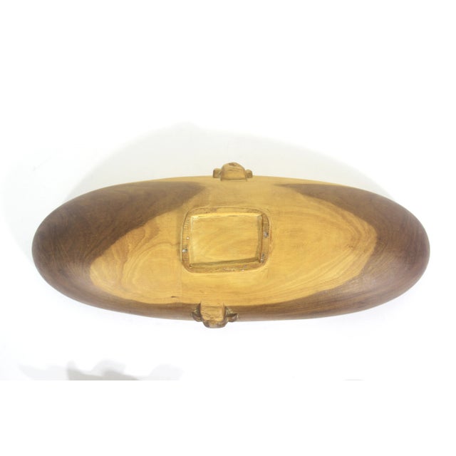 Handmade Wood Bowl With Fork & Spoon With Faces Wood Salad Bowl- 3 Pieces For Sale - Image 12 of 12
