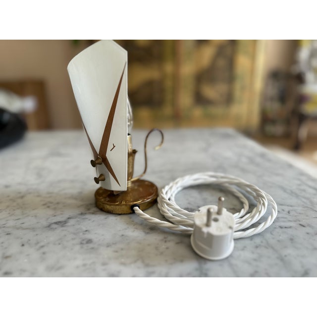 Mid-Century Modern Mid-Century Italian Table Lamp with Glass Shade and Brass Finish For Sale - Image 3 of 15