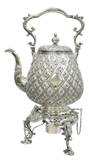 Late 19th Century Hawksworth Eyre & Co Victorian Silver Plated "Pineapple" Figural Tipping Tea Pot
