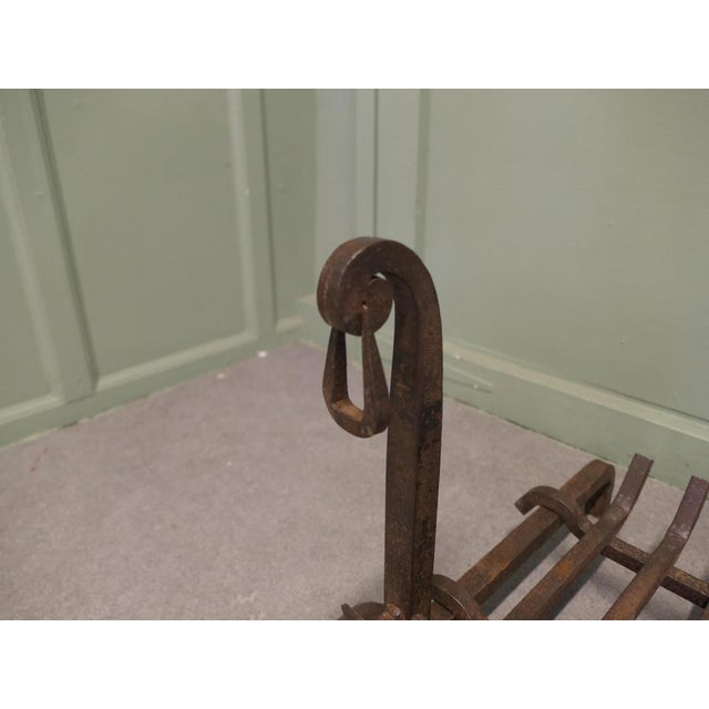 Inglenook Fireplace Grate on Andirons For Sale - Image 6 of 7