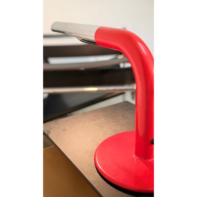 Red Vintage Red & Silver Gulp Table Lamp by Ingo Maurer for Design M, 1960s For Sale - Image 8 of 9