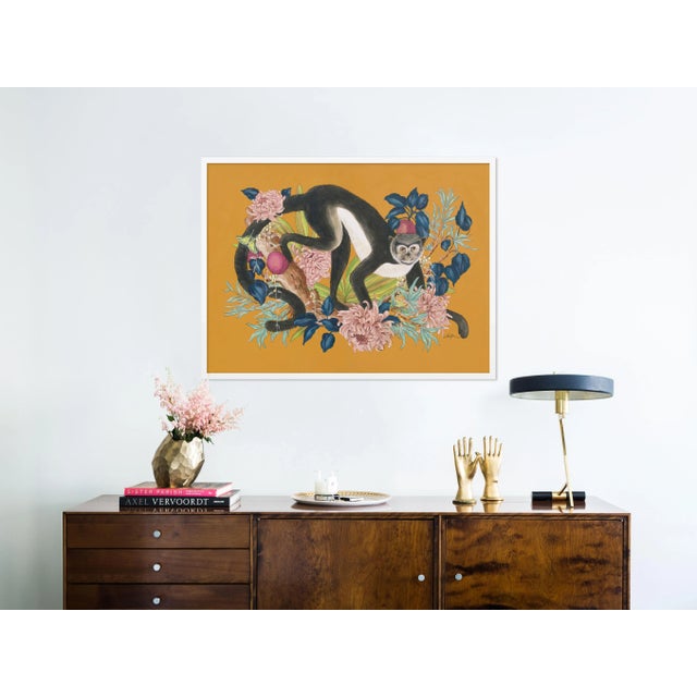 Contemporary Monkey Business by Allison Cosmos in White Frame, Medium Art Print For Sale - Image 3 of 4