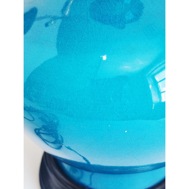 Mid Century Modern Blue Cerulean Table Lamps-a Pair For Sale - Image 12 of 12