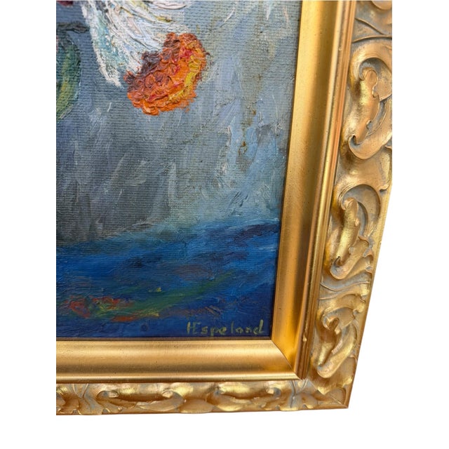 Vintage Original Oil Painting by H. Espeland – Still Life of Flowers - Coa For Sale - Image 4 of 7