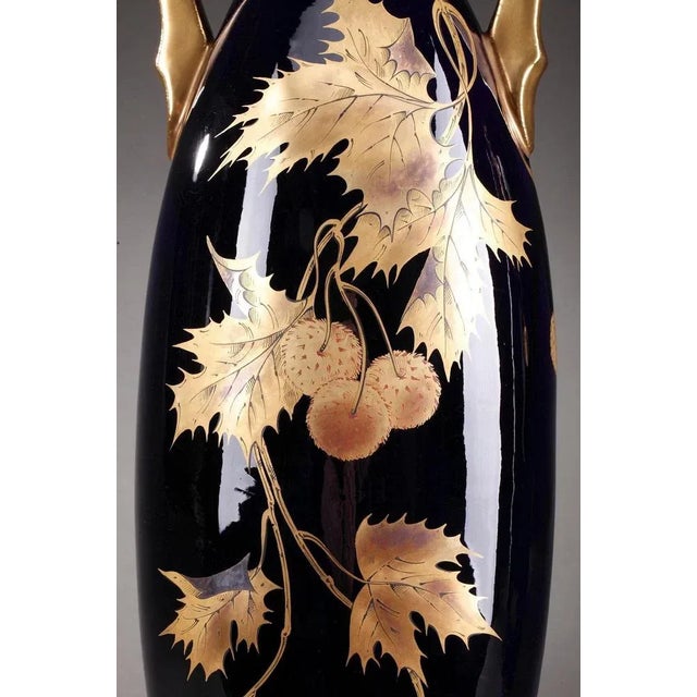 Ceramic Late 19th Century Blue Ceramic Vases from Gustave Asch, Set of 2 For Sale - Image 7 of 18