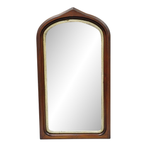 Antique American Empire Arched Mahogany Wood Frame Looking Glass Wall Mirror
