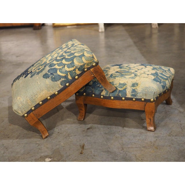 Pair of 19th Century French Louis Philippe Fruitwood and Tapestry Foot Stools For Sale - Image 14 of 15