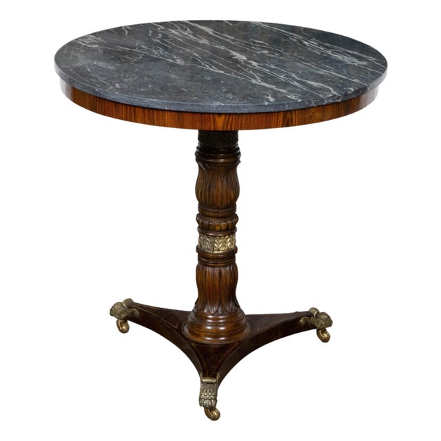 English Regency Period 19th Century Mahogany Side Table with Grey Marble Top For Sale