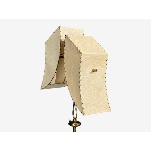 Brown American Modern, Floor Lamp, Walnut, Brass, Vellum, Usa, 1950s For Sale - Image 8 of 14