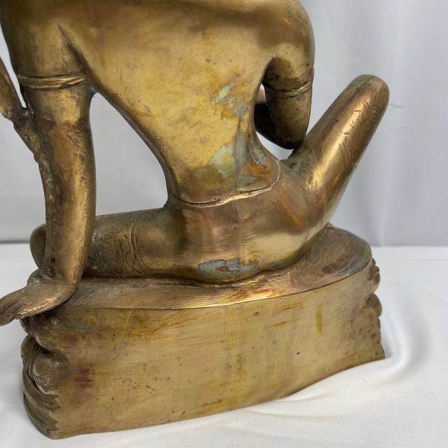 Metal Sculpture a Brass Buddha, India For Sale - Image 7 of 12