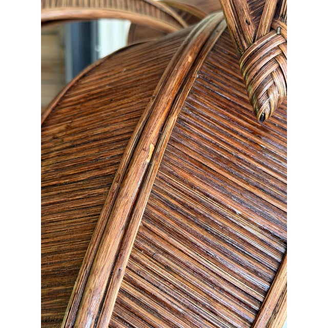Brown Monumental Vintage Rattan Palm Tree Floor Lamp With Three Coconut Lights For Sale - Image 8 of 12