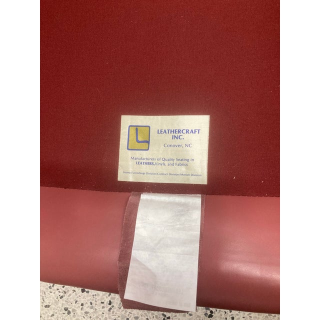 Late 20th Century Postmodern Overstuffed Leather Club Chair and Ottoman in Dusty Rose Leather by Leathercraft For Sale - Image 9 of 12