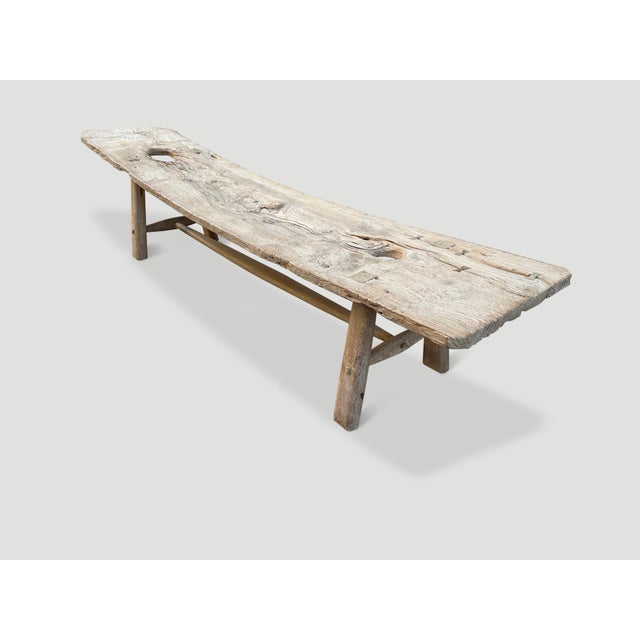 Andrianna Shamaris Impressive Bleached Teak Wood Chaise or Bench For Sale - Image 17 of 18