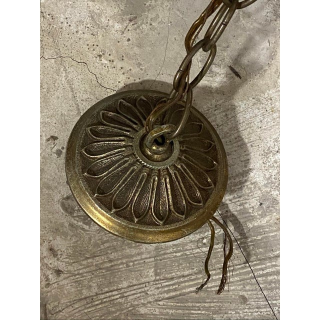 Wood Vintage Chinoiserie Hexagonal Brass 3 Light Chandelier For Sale - Image 7 of 8