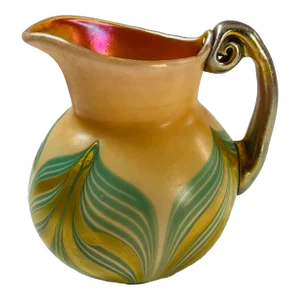 Antique American Art Glass Pitcher Signed Kew Blas