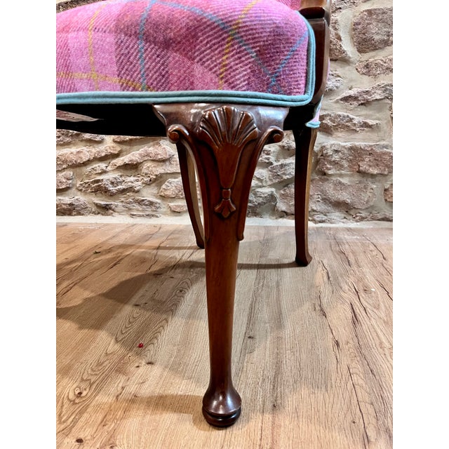 1980s Pair of Rococo Style Upholstered Dining Chairs in Harris Tweed For Sale - Image 11 of 12