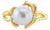 Solitaire 8MM Pearl Ring with Diamond 14k Yellow Gold Ring, Size 7 For Sale