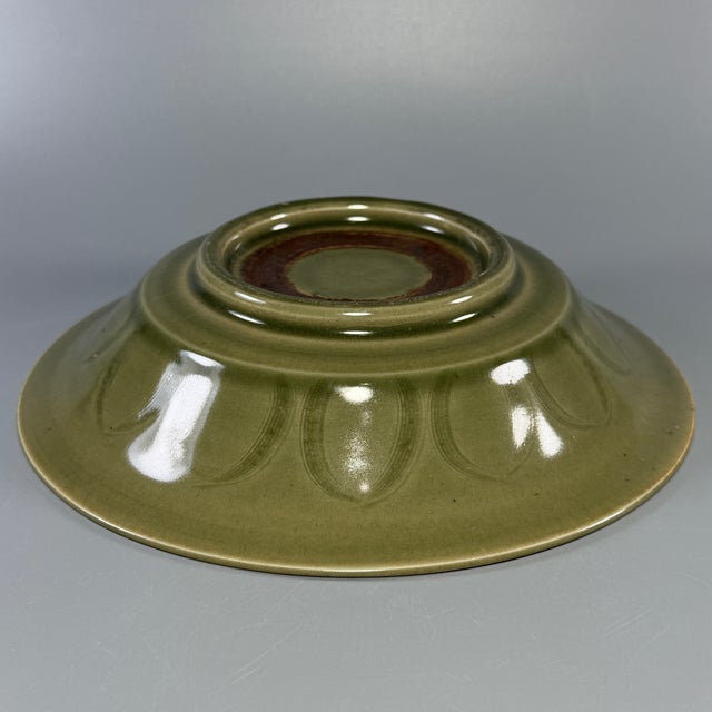 Antique Chinese Longquan Celadon Carved Floral Plate For Sale - Image 6 of 8