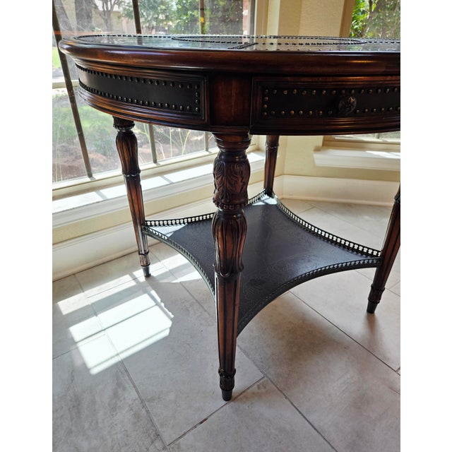 English Theodore Alexander Side Table With Metal Top, Metal Bottom, and Drawer For Sale - Image 3 of 14
