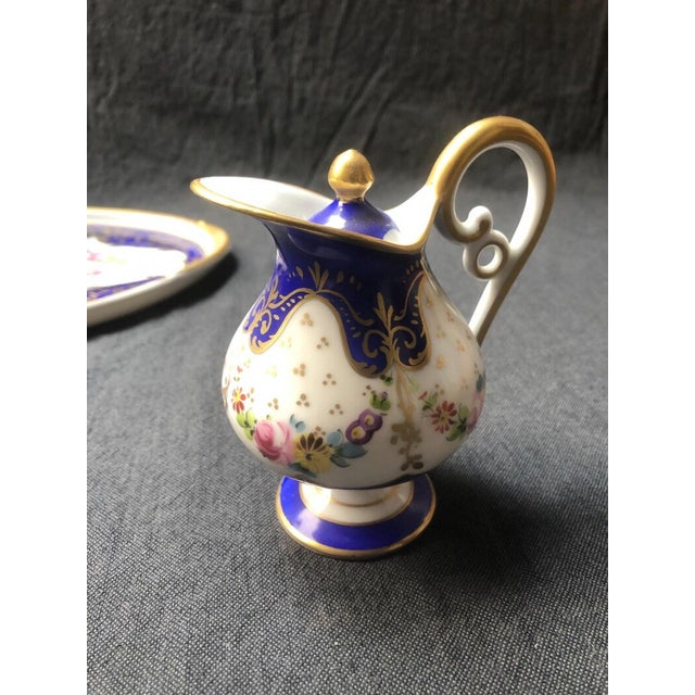 Antique Hand-Painted Floral Service in Limoges Porcelain from Marquise de Sevigne, 1890, Set of 8 For Sale - Image 6 of 11