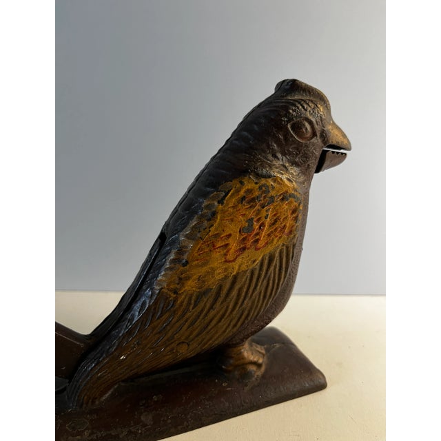 Metal Antique 1900s Cast Iron Painted Bird Nutcracker For Sale - Image 7 of 9