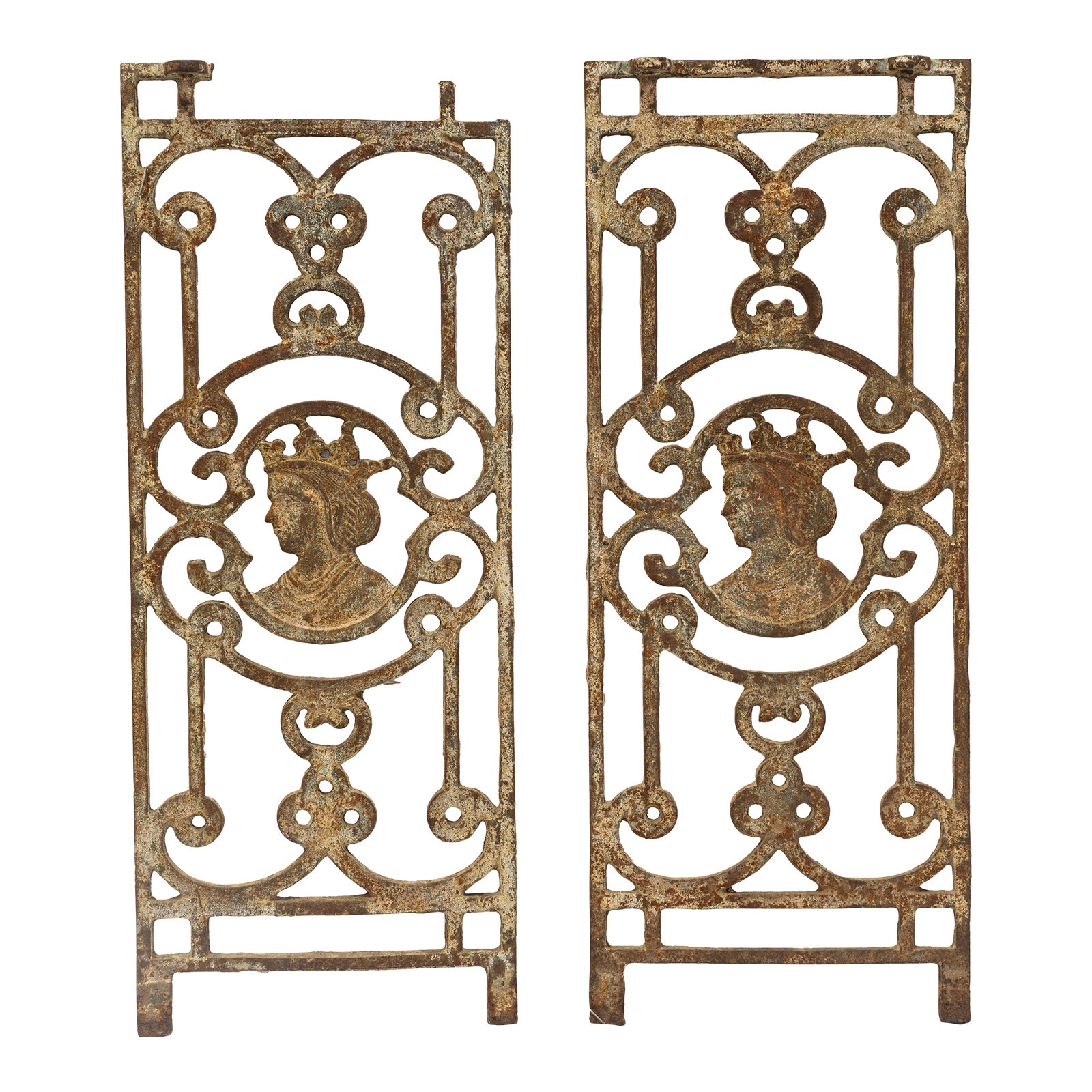 Late 19th Century Pair Rare Salvaged Queen Victoria Coronation British ...