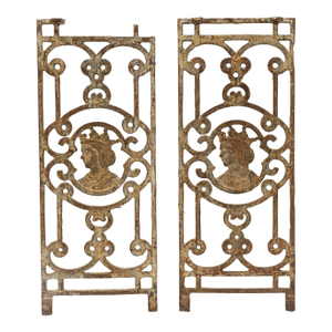 Late 19th Century Pair Rare Salvaged Queen Victoria Coronation British Railings
