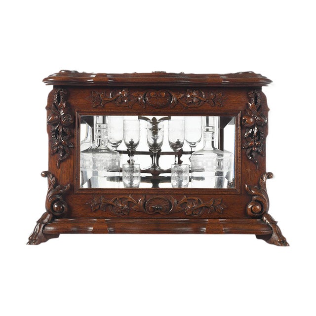 Carved Wooden Liquor Buffet, 1920s For Sale