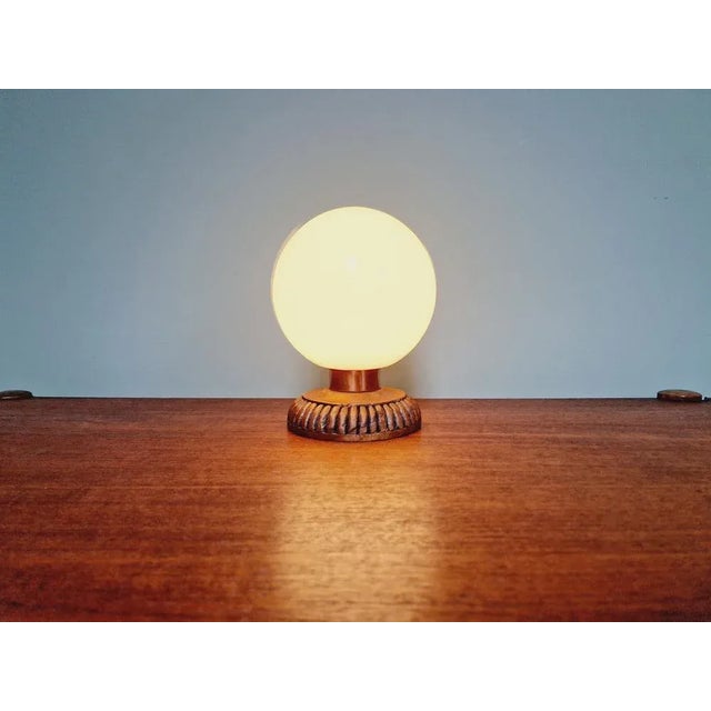 Wooden and Opaline Blanche Table Lamp, 1960s For Sale - Image 10 of 11