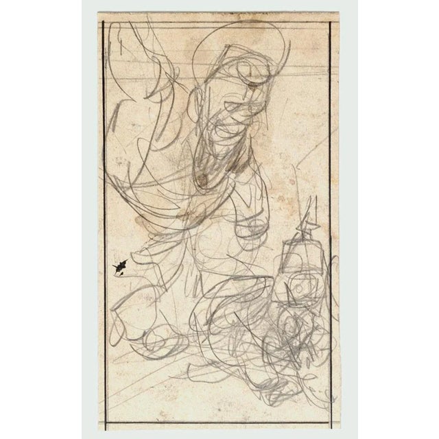Figure - Pencil Drawing by Gabriele Galantara - Early 20th Century Early 20th Century For Sale - Image 3 of 3