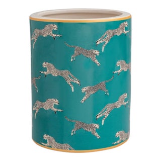 Scalamandre Maison by Port 68 Leaping Cheetah Teal Ice Bucket For Sale