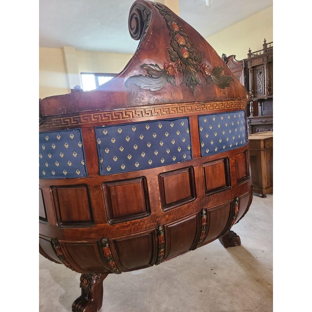 Antique French Empire Style Lit Bateau Bed in Carved Wood, 1880 For Sale - Image 17 of 18