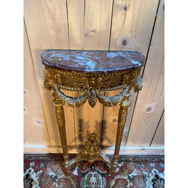 Louis XVI Style Console in Gilded and Carved Wood For Sale - Image 13 of 13