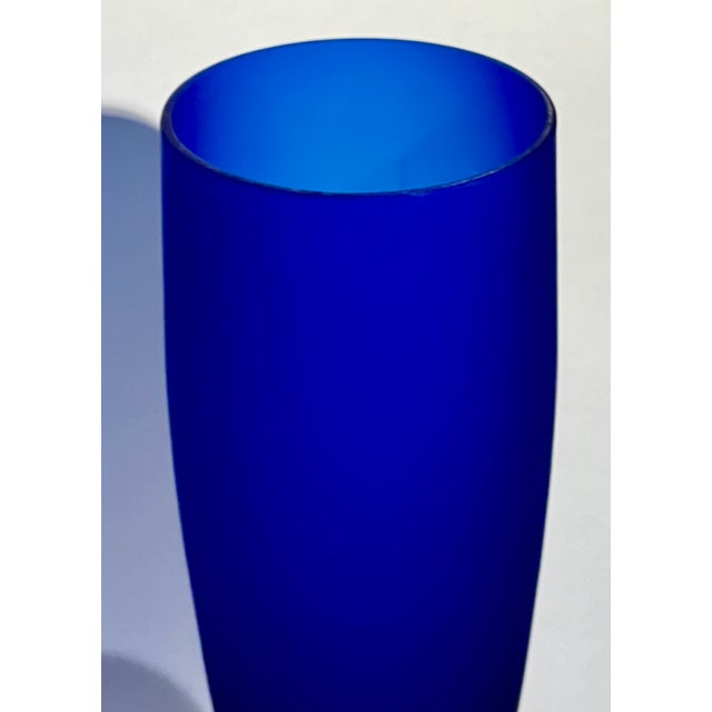 Libbey Glass Co. Vintage Cobalt Matte Slim Tumblers Glassware Libbey - Set of 8 For Sale - Image 4 of 7
