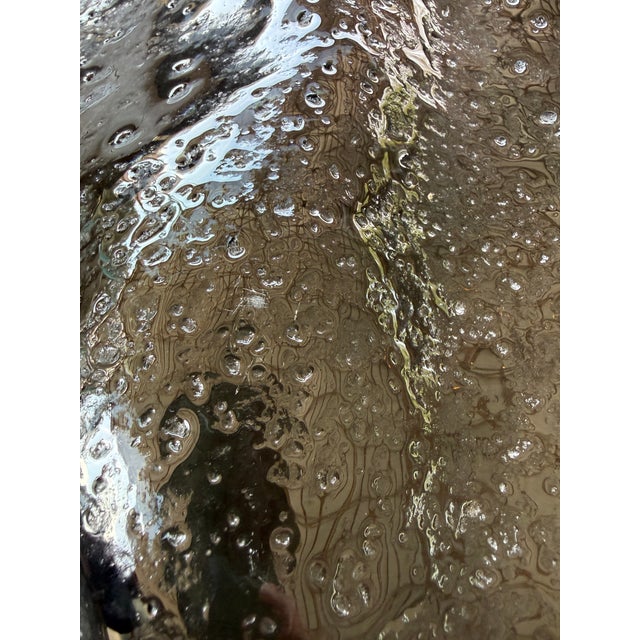 Striking monumental sculptural leaf-form art glass platter, likely by or in the manner of Uttermost. A dramatic, organic...