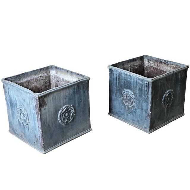 Pair of English 19th Century Solid Lead Box Planters For Sale - Image 12 of 12