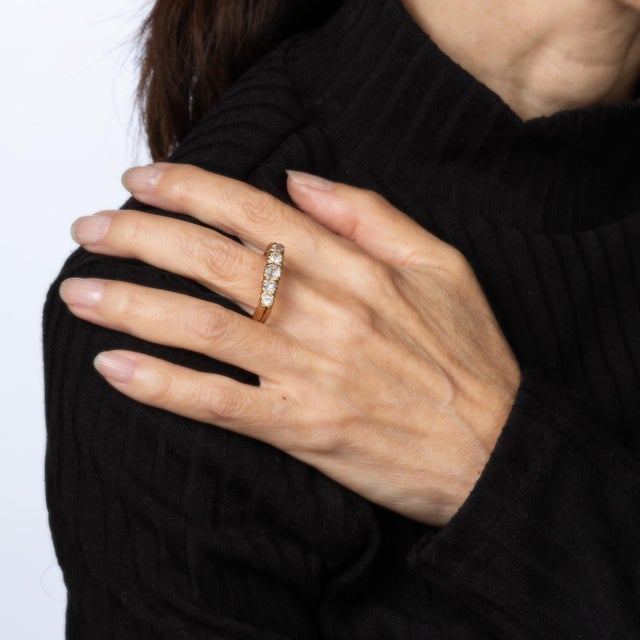 Vintage Diamond Half Hoop Ring 14k Yellow Gold Stacking Band Omc Sz 10 For Sale In Los Angeles - Image 6 of 6