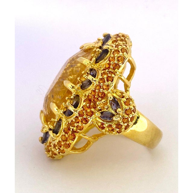 Baroque Bochic "Orient" Vintage Yellow Sapphire, Citrine & Sapphire Set 18K Gold & Silver For Sale - Image 3 of 18