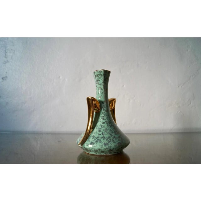 1950s 1950’s Mid-Century Modern Small Ceramic & 22k Gold Vase For Sale - Image 5 of 11