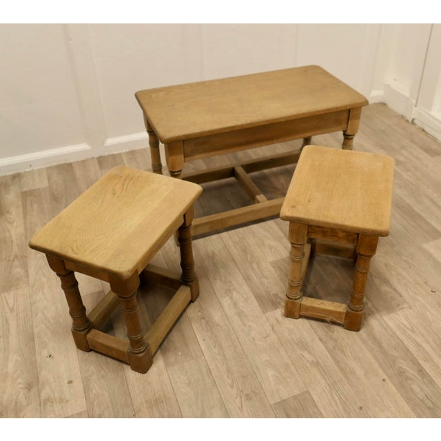 Arts and Crafts Oak Nesting Tables, 1890s, Set of 3 For Sale - Image 6 of 6
