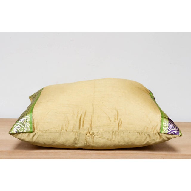 Golden Apricot Festive Silk Euro Pillow Cover For Sale - Image 4 of 7