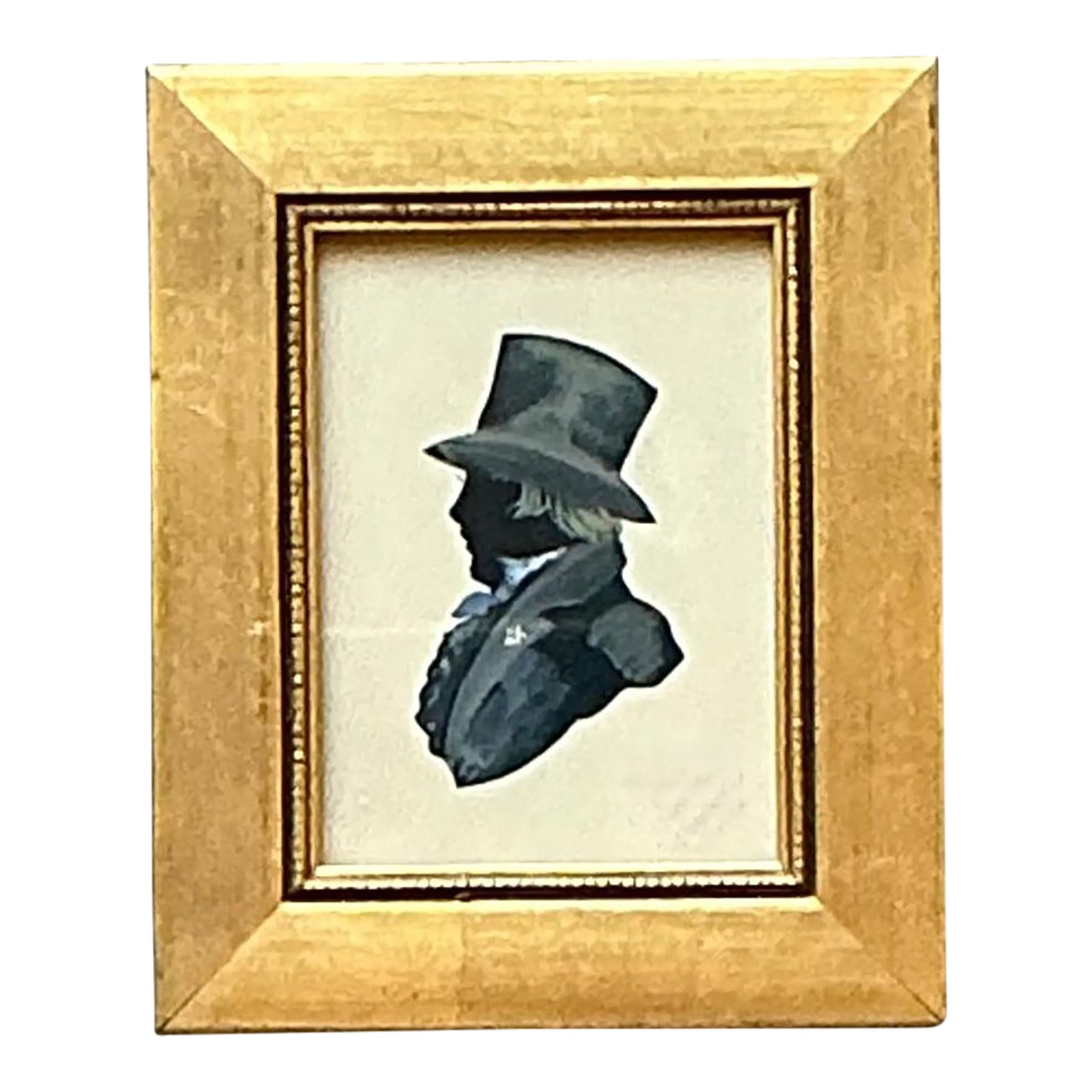 Vintage Silhouette Portrait in Gilt Frame | Chairish