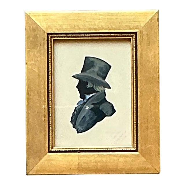 Vintage Silhouette Portrait in Gilt Frame For Sale